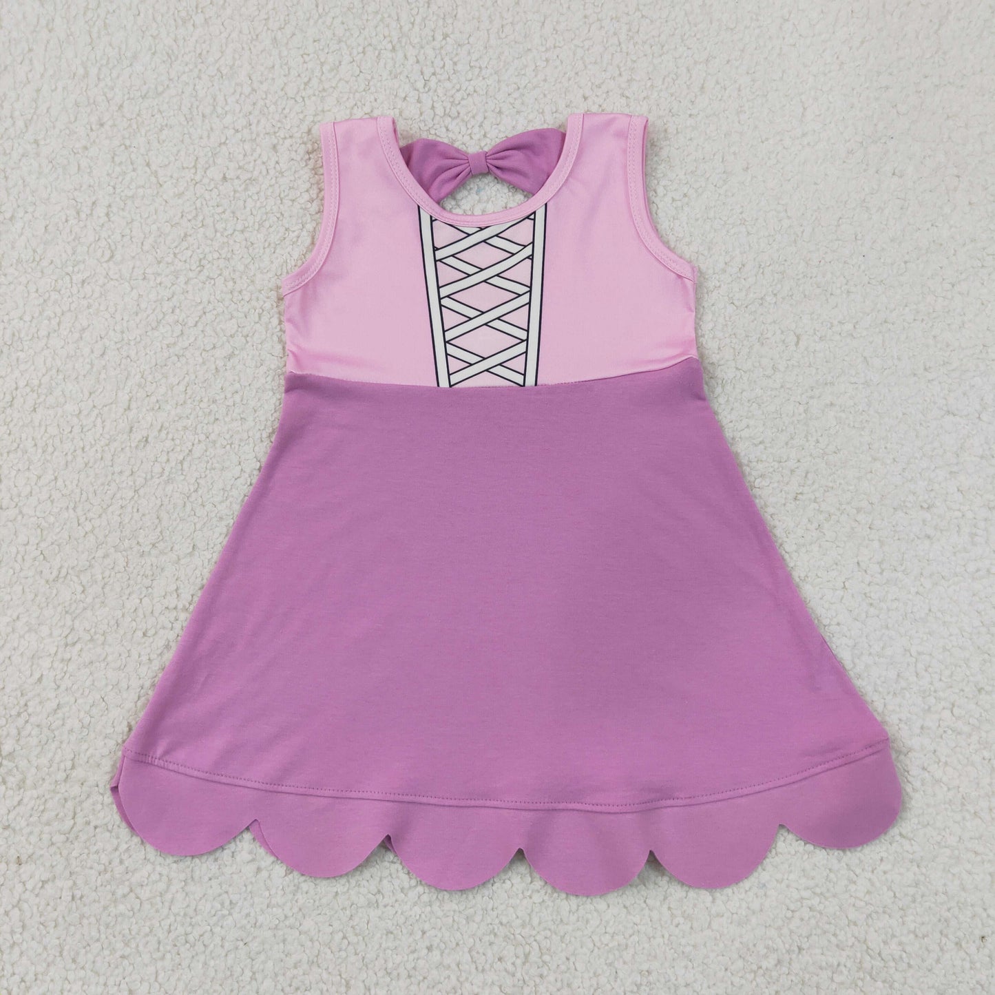 7.4 GSD2518 RTS NO MOQ （In stock）Baby Girls Hot Pink Sleeveless Knee Length Dress