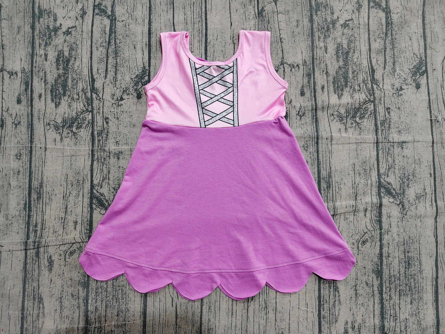 4.23 GSD2518  Sample No Moq Baby Girls Hot Pink Sleeveless Knee Length Dress