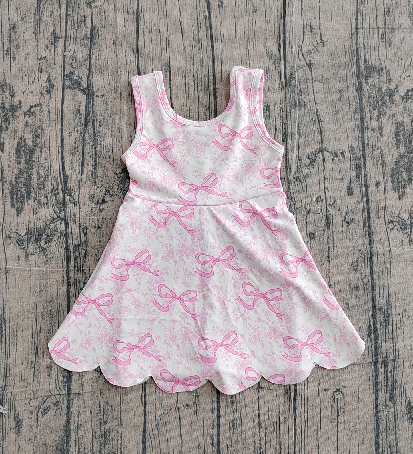 3.9 GSD2572 Sample No Moq Yoga fabric Baby Girls Pink Bows Floral Activity Wear Yoga Short Skort Knee Length Dresses