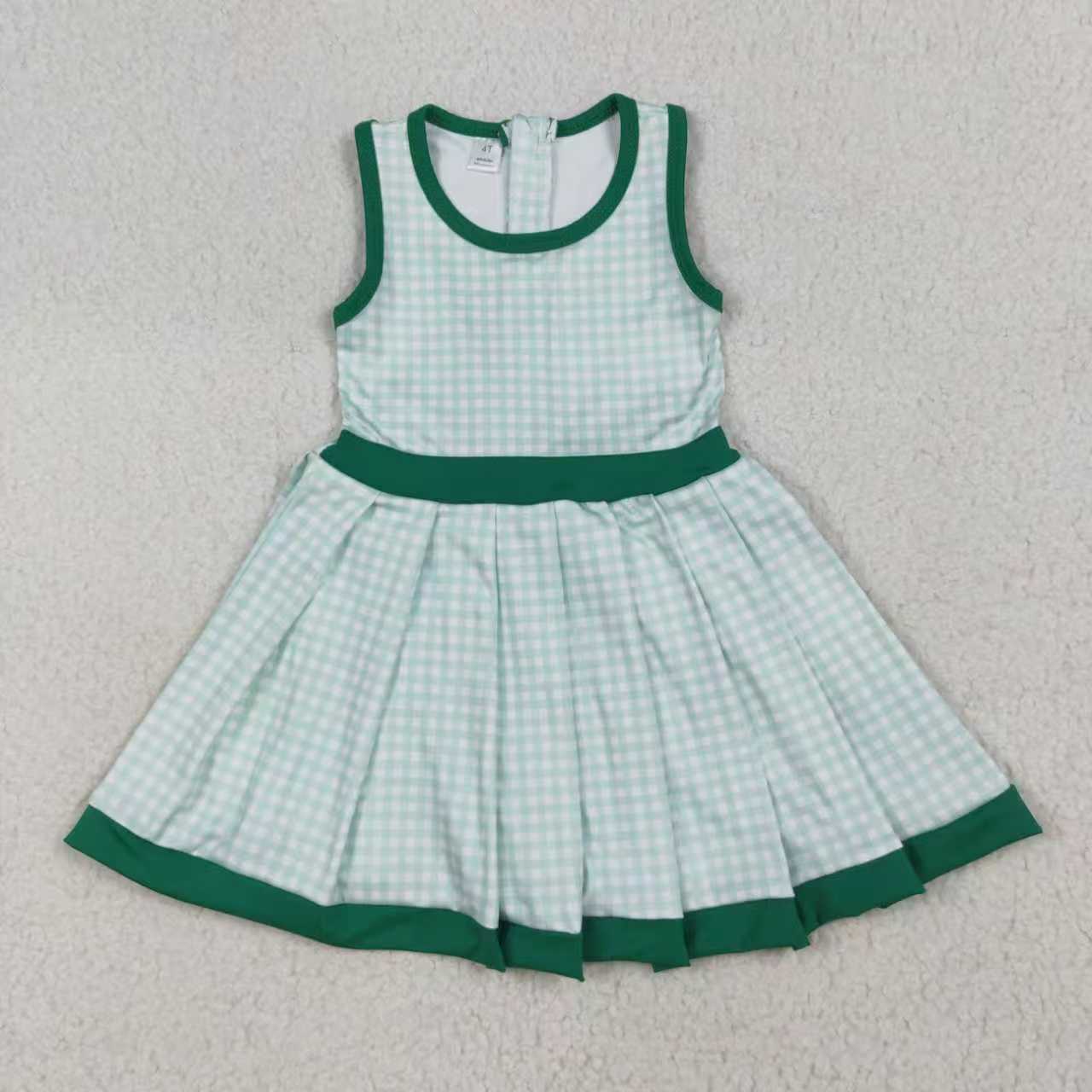 9.29 RST Sibling 3 Colors Baby Girls Plaid Sleeveless Ruffle Short Yoga Knee Length Dresses