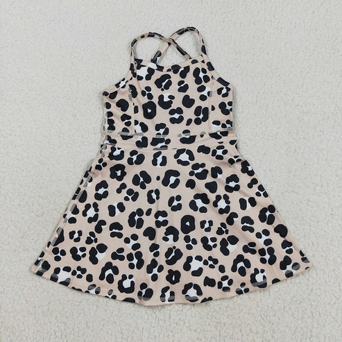 9.29 RST Sibling 3 Colors Baby Girls Colorful Leopard Shorts Yoga Active Knee Length Dresses