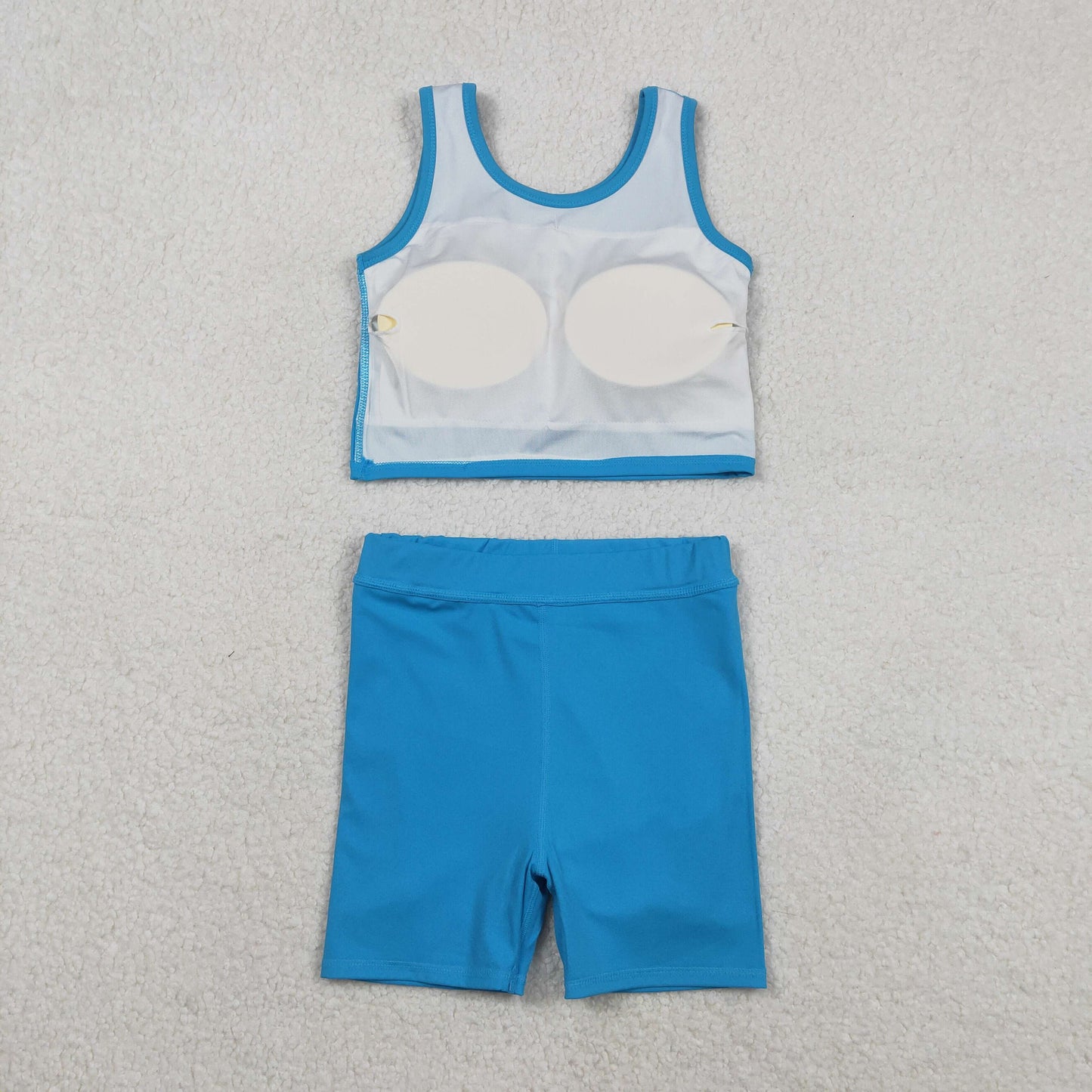 11.22 RTS NO MOQ （In stock）GSD2659 Baby Girls Blue Vest Top Skirt Shorts Bottom Active Active Clothes Yoga Set
