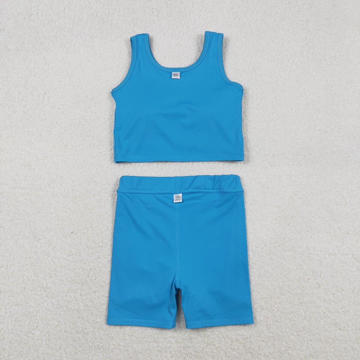 11.22 RTS NO MOQ （In stock）GSD2659 Baby Girls Blue Vest Top Skirt Shorts Bottom Active Active Clothes Yoga Set