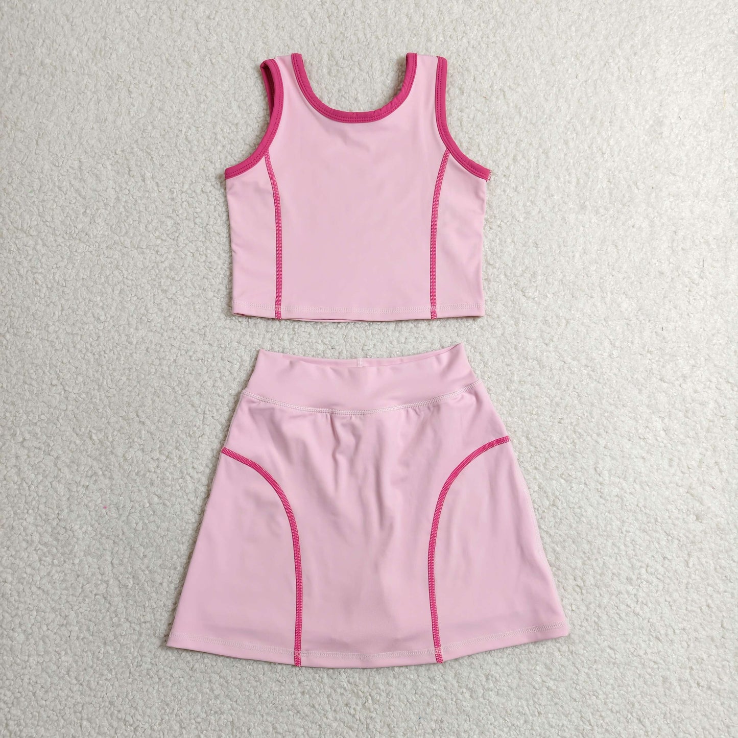 RTS Sibling Baby Girls  Sleeveless Vest Top Skirt Short Yoga Active Clothes