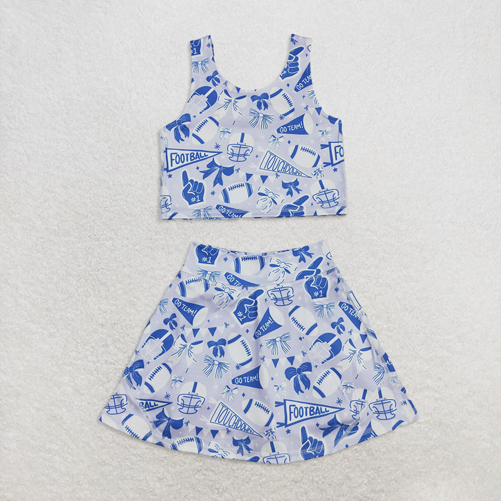 RTS Sibling Baby Girls Girls Bow Football Top Skirt Set Team Activewear Outfit for Sports And Fitness