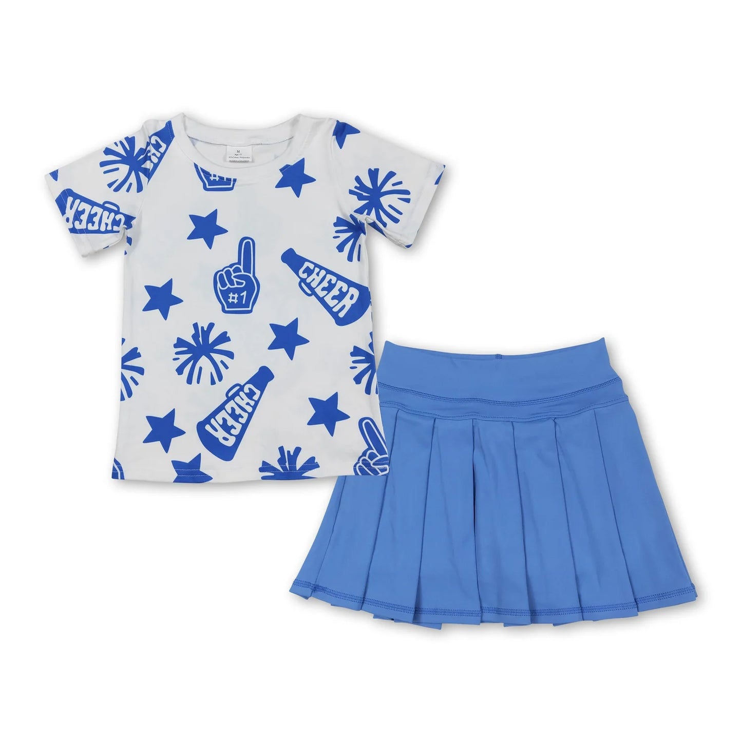 8.20 RTS Sibling Baby Girls Cheer Plaid Shirts Top Yoga Skorts Team Sets