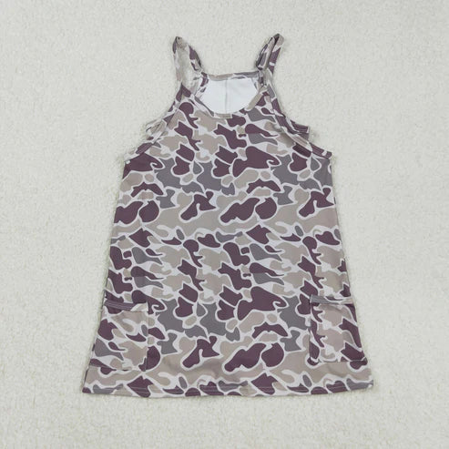 9.22 RTS Sibling Baby Girls Straps Western Camo Shorts Yoga Active Dresses