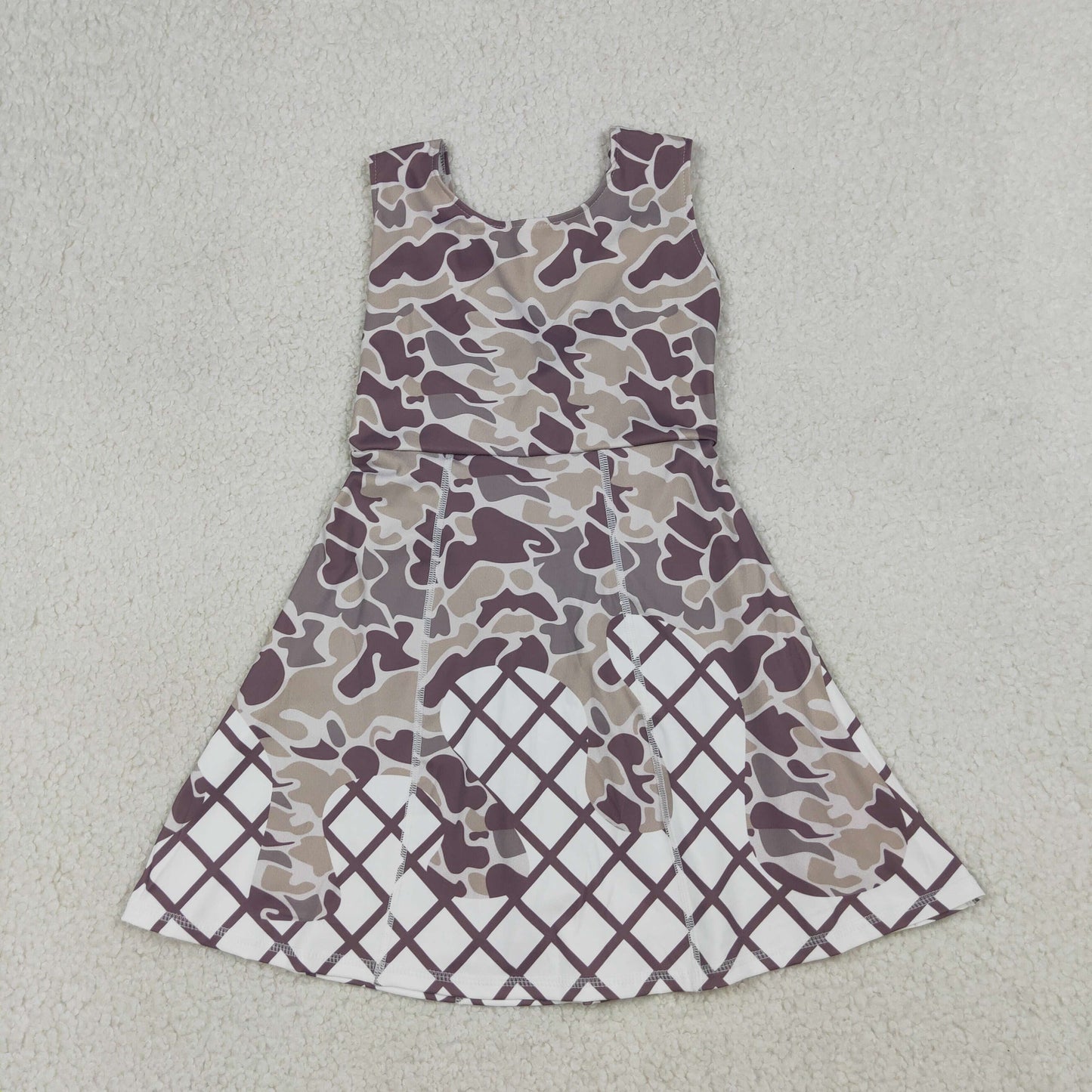 3.31 RTS NO MOQ （In stock）GSD2819 Sleeveless camo ice cream sprinkle girls athletic dresses