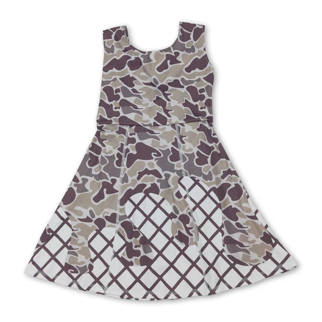 USA Warehouse (IN STOCK) Baby girls Solid color Straps floral ruffle athletic dresses and swimsuit set