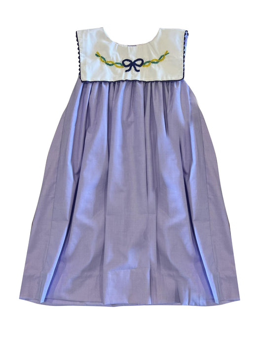 9.24 GSD2832 Pre order No Moq Baby Girls Sleeveless Mardigras Bows Top Knee Length Dresses