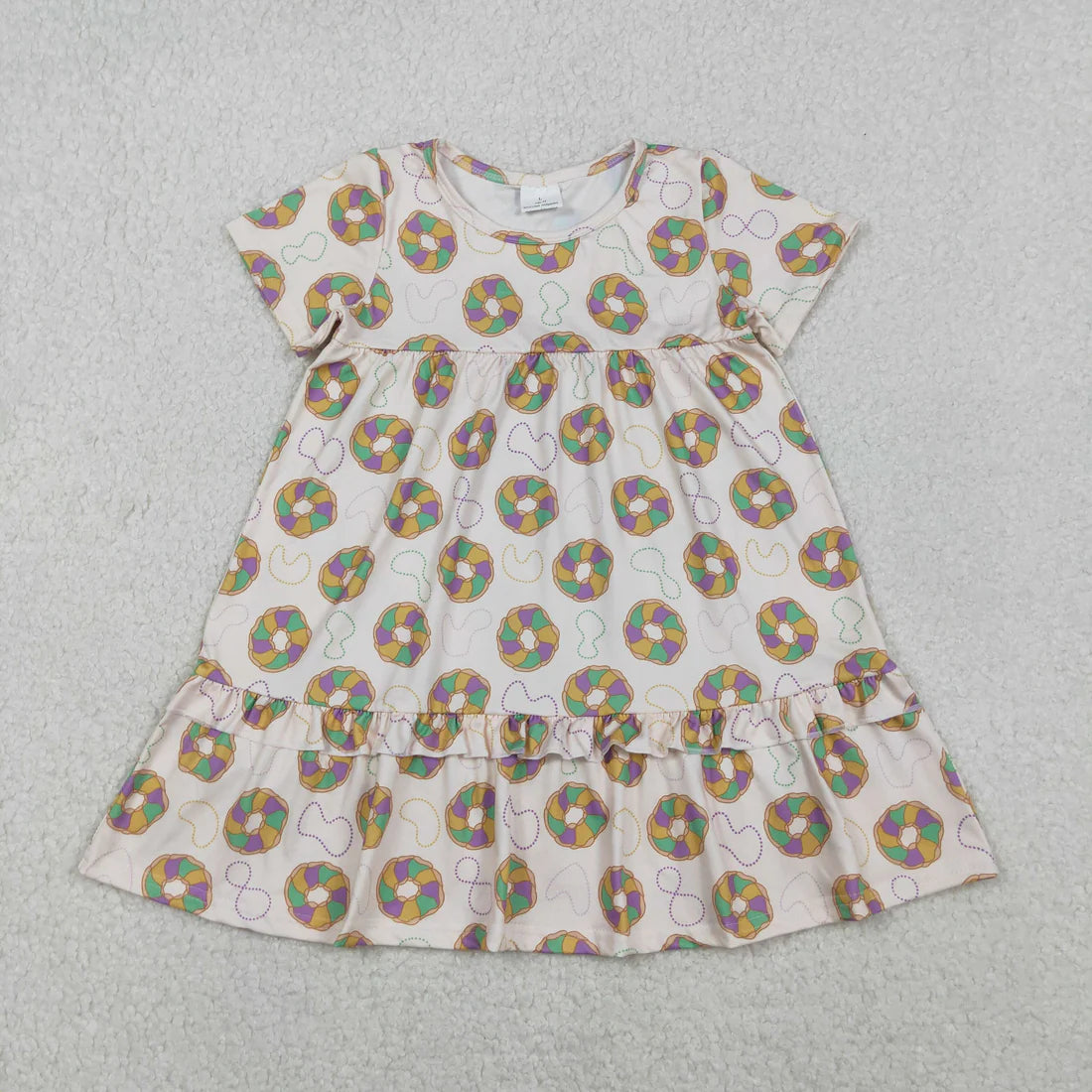 11.24 RTS Sibling Baby Boys Girls Mardigras Donuts Knee Length Dress Button Shirt Top Skorts Clothes Set