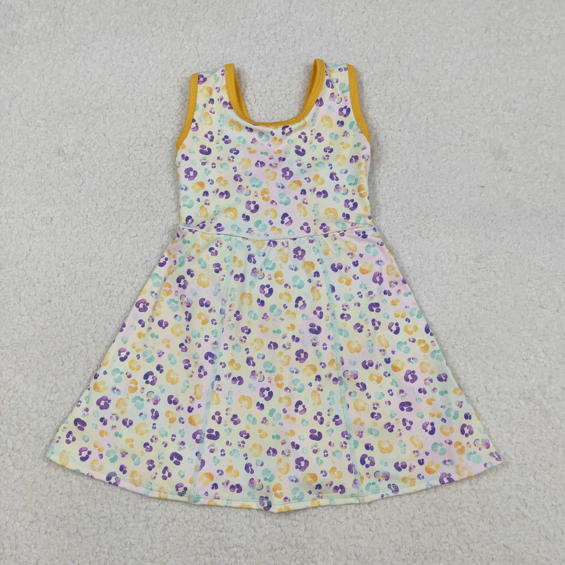 12.22 RTS Sibling Baby Girls Mardigras Leopard Yoga Active Shorts Knee Length Dress Skorts Clothes Sets