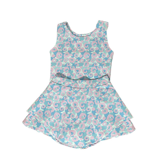 10.4 GSD2871 Pre order No Moq Yoga fabric Baby Girls Leopard Camo Vest Skirt Shorts Yoga Clothes Sets