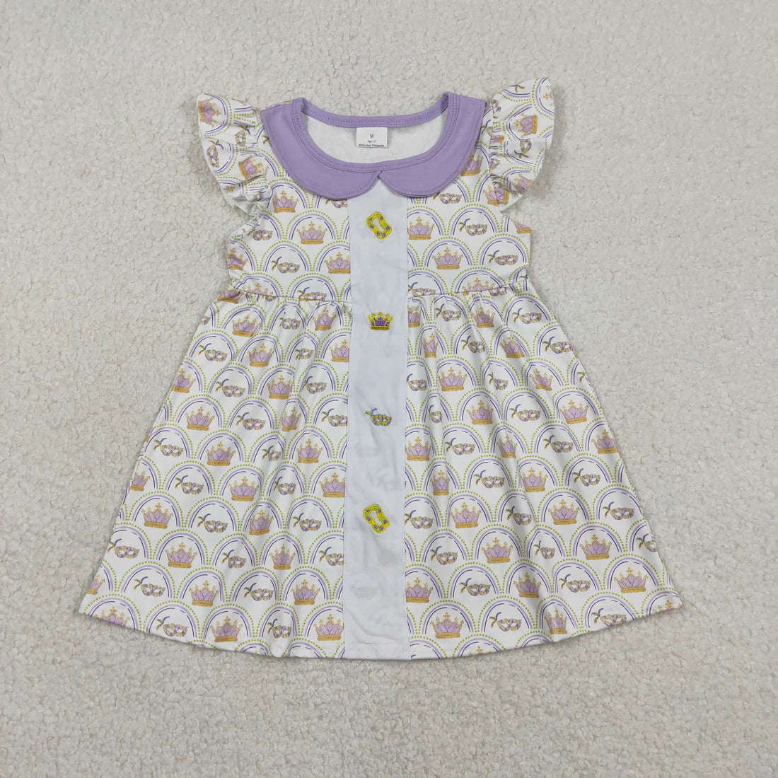 1.7 RTS Sibling Baby Boys Girls Mardigras Embroidery Crown Polo Shorts Set Knee Length Dresses