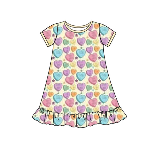 10.13 GSD2895 Pre order No Moq Baby Girls Colorful Hearts Stars Valentine Ruffle Knee Length Dresses