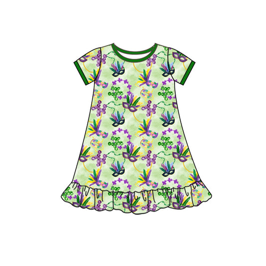 10.13 GSD2902 Pre order No Moq Baby Girls Mardigras Anchor Masks Ruffle Knee Length Dresses