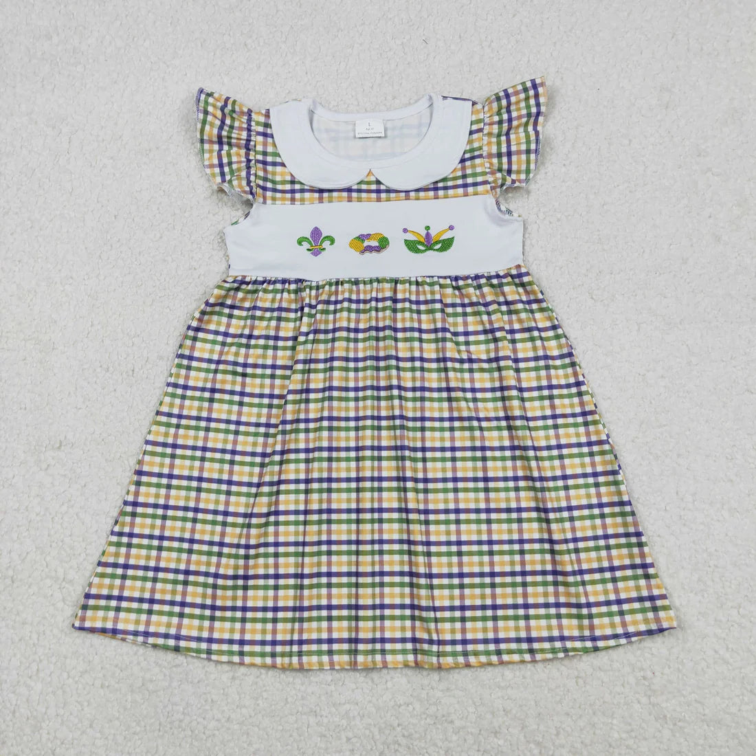12.17 RTS Sibling Baby Kids Mardigras Checked Embroidery Donuts Anchors Shorts Clothes Set Dresses