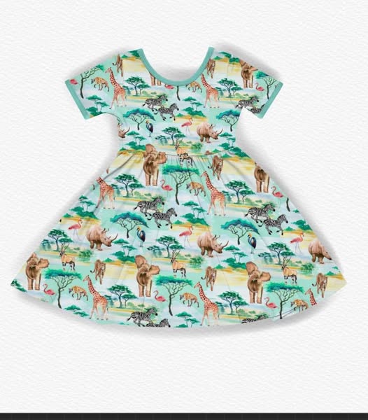 10.28 GSD2969 Pre Order No moq Baby Girls Short Sleeve Forest Animals Knee length Dresses