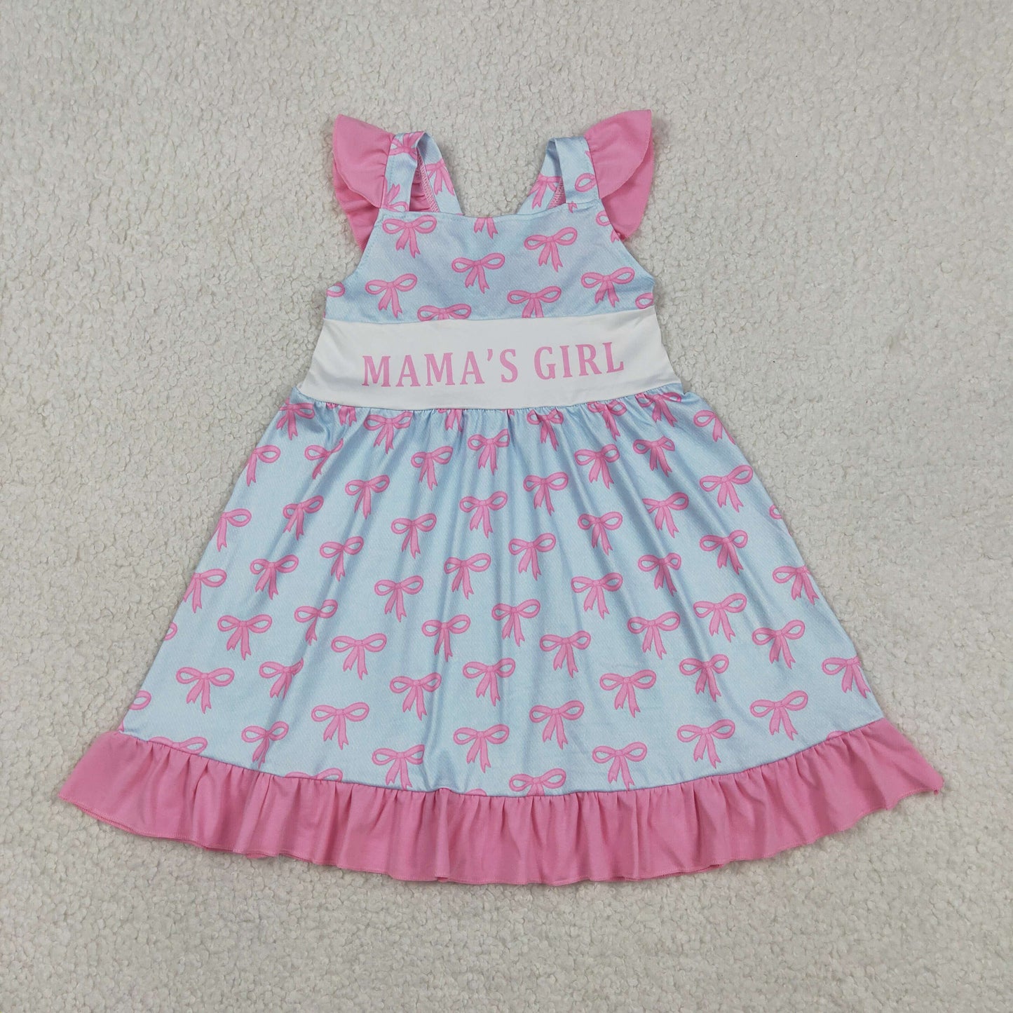 RTS Sibling Flutter sleeves mama's girl bows kids ruffle dresses and romper