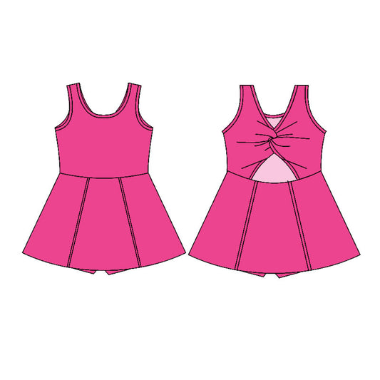10.31 GSD2989 Pre order No Moq Yoga fabric Baby Girls Pink Sleeveless Yoga Active Shorts Knee Length Dresses