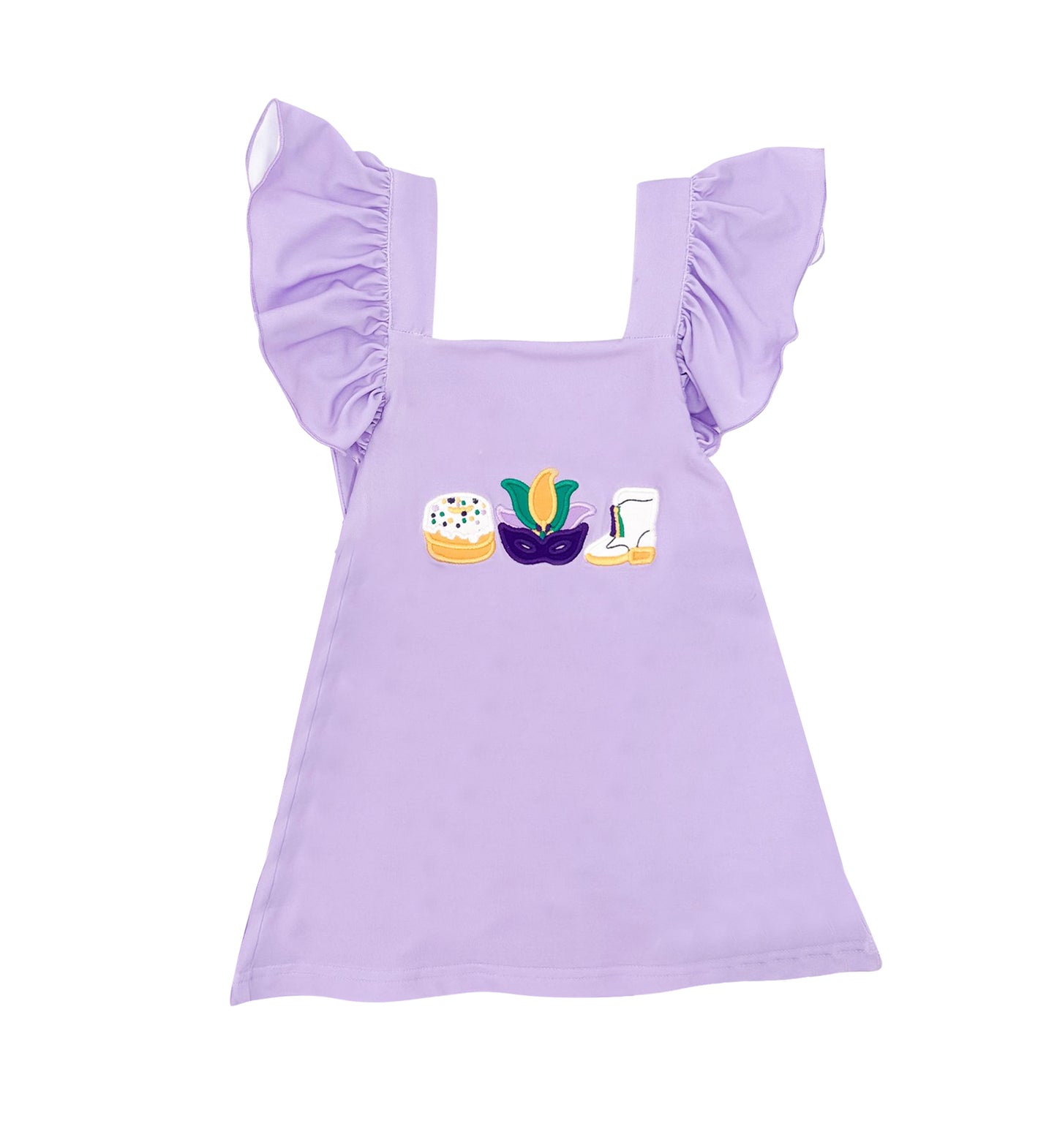 11.4 GSD3022 Pre order No Moq Baby Girls Lavender Anchor Masks Donuts Mardigras Knee length Dresses