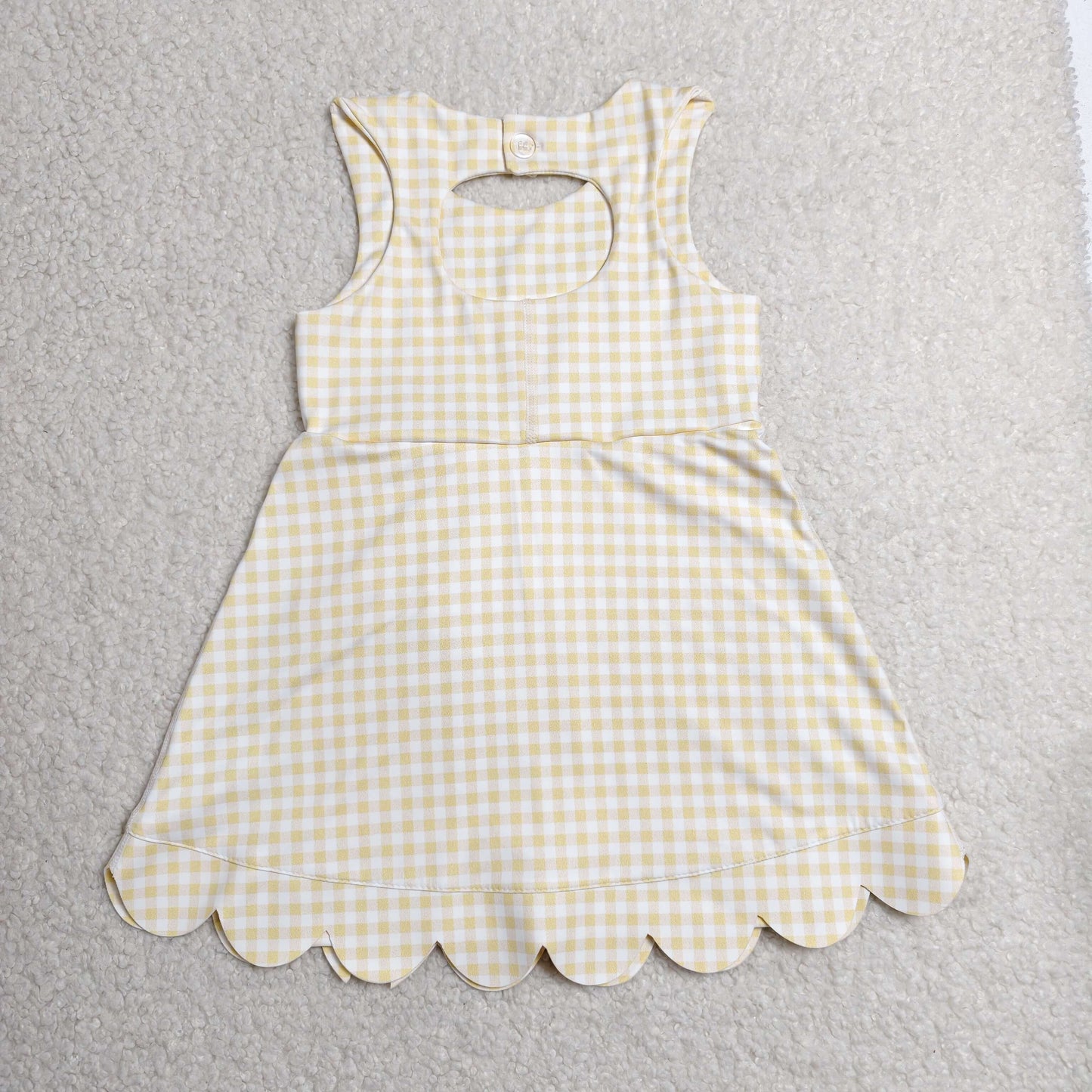 GSD3027 RTS NO MOQ （In stock）Sleeveless yellow plaid bows kids girls athletic dresses