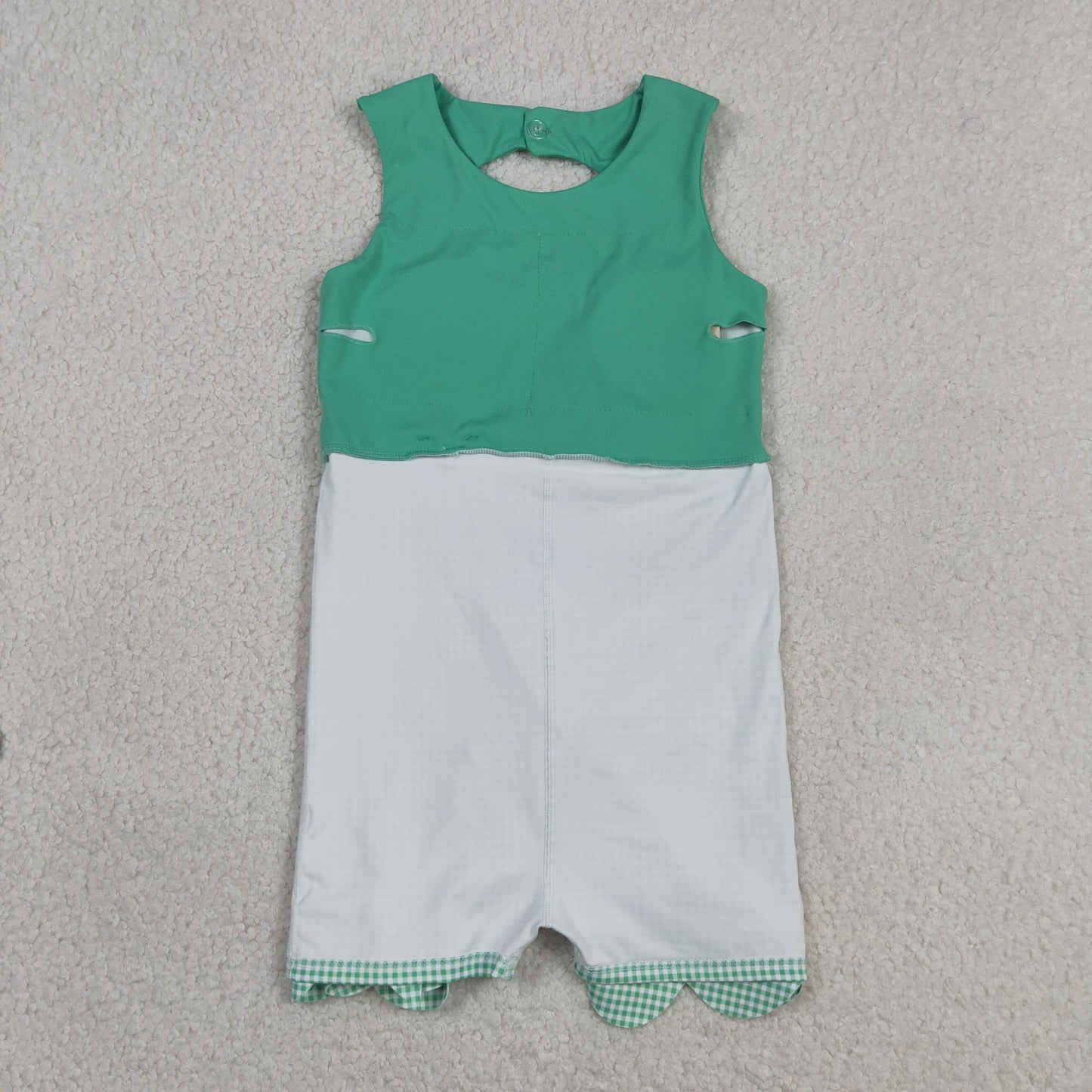 GSD3029 RTS NO MOQ （In stock ）Sleeveless plaid bow green kids girls summer athletic dress