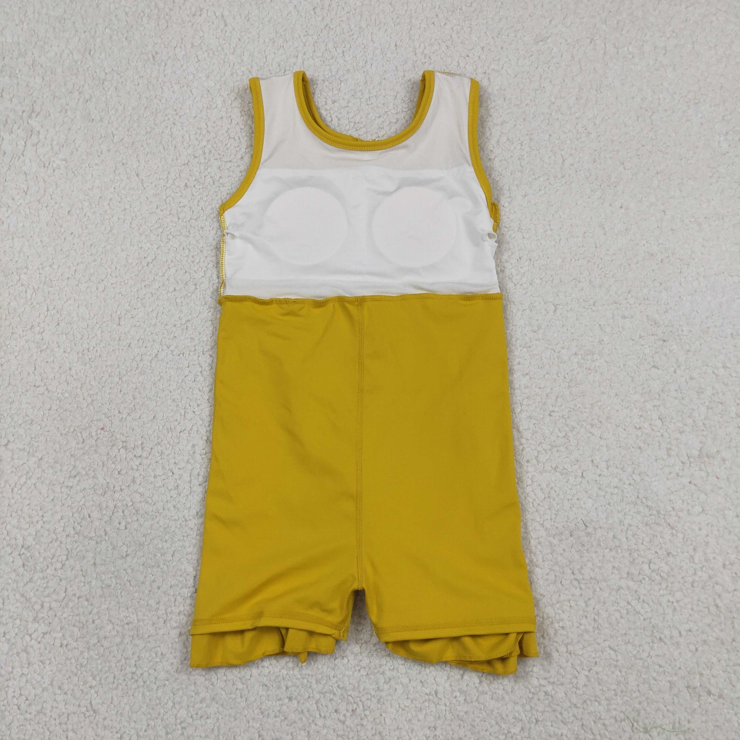 GSD3031 RTS NO MOQ （In stock）Sleeveless yellow bow ruffle kids girls summer athletic dress