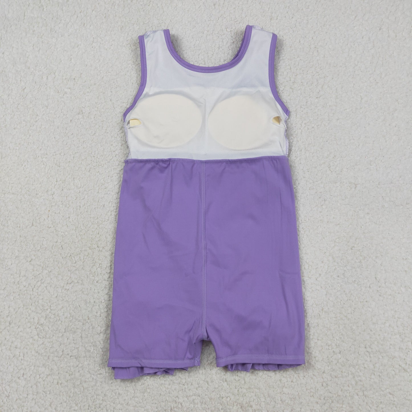 GSD3036 RTS NO MOQ （In stock ）Purple sleeveless ruffle kids girls athletic dresses