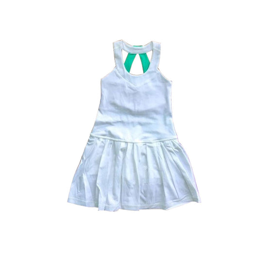 11.12 GSD3098 Pre order No Moq Yoga fabric Baby Girls Sleeveless Light Blue Yoga Shorts Knee Length Dresses