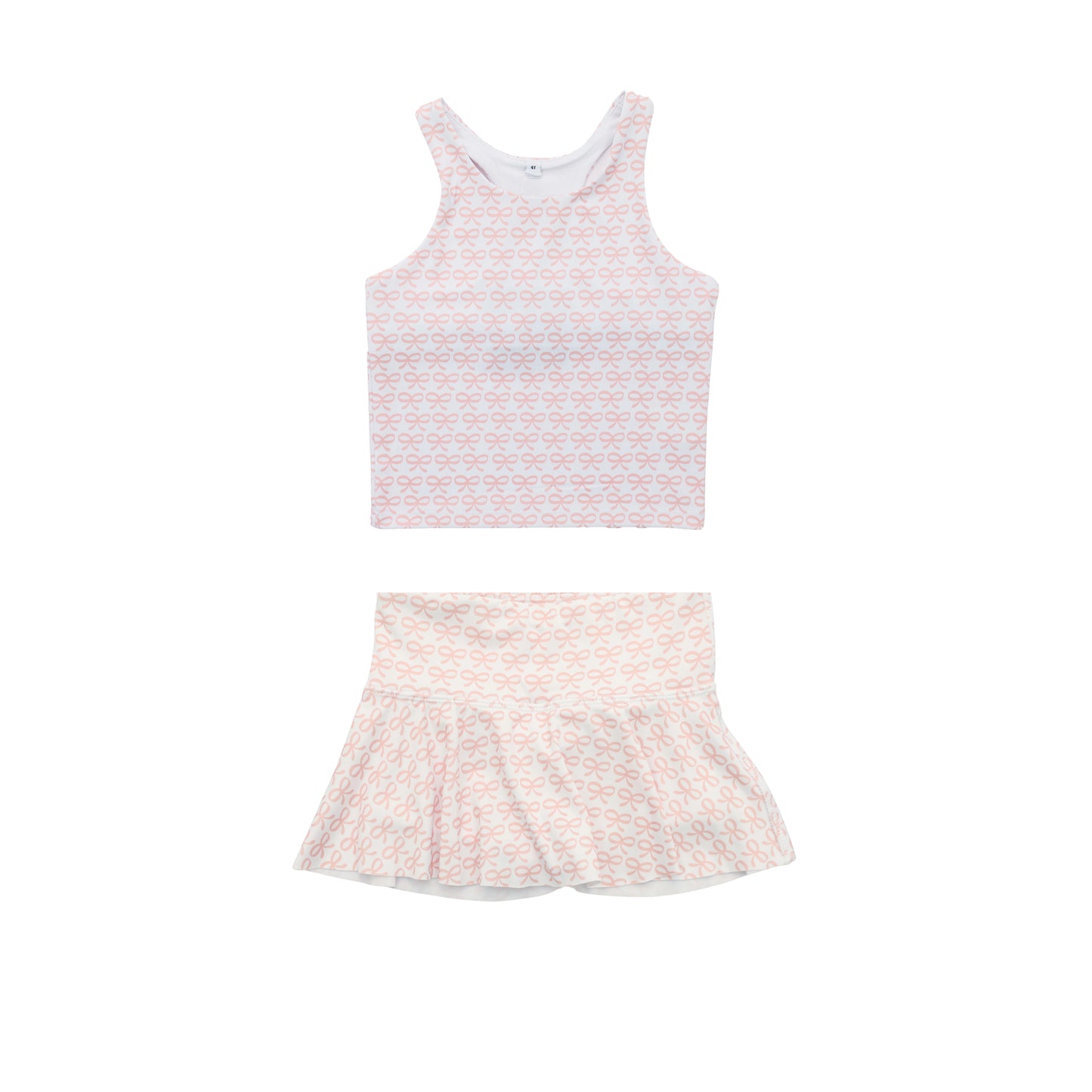 11.18 GSD3137 Pre order No Moq Yoga fabric Baby Girls Peach Bows Vests Top Pleated Skirt Shorts Yoga Clothes Sets