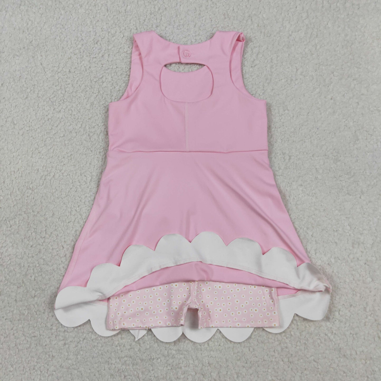 GSD3315 RTS NO MOQ （In stock ）Pink sleeveless bows kids girls summer athletic dress