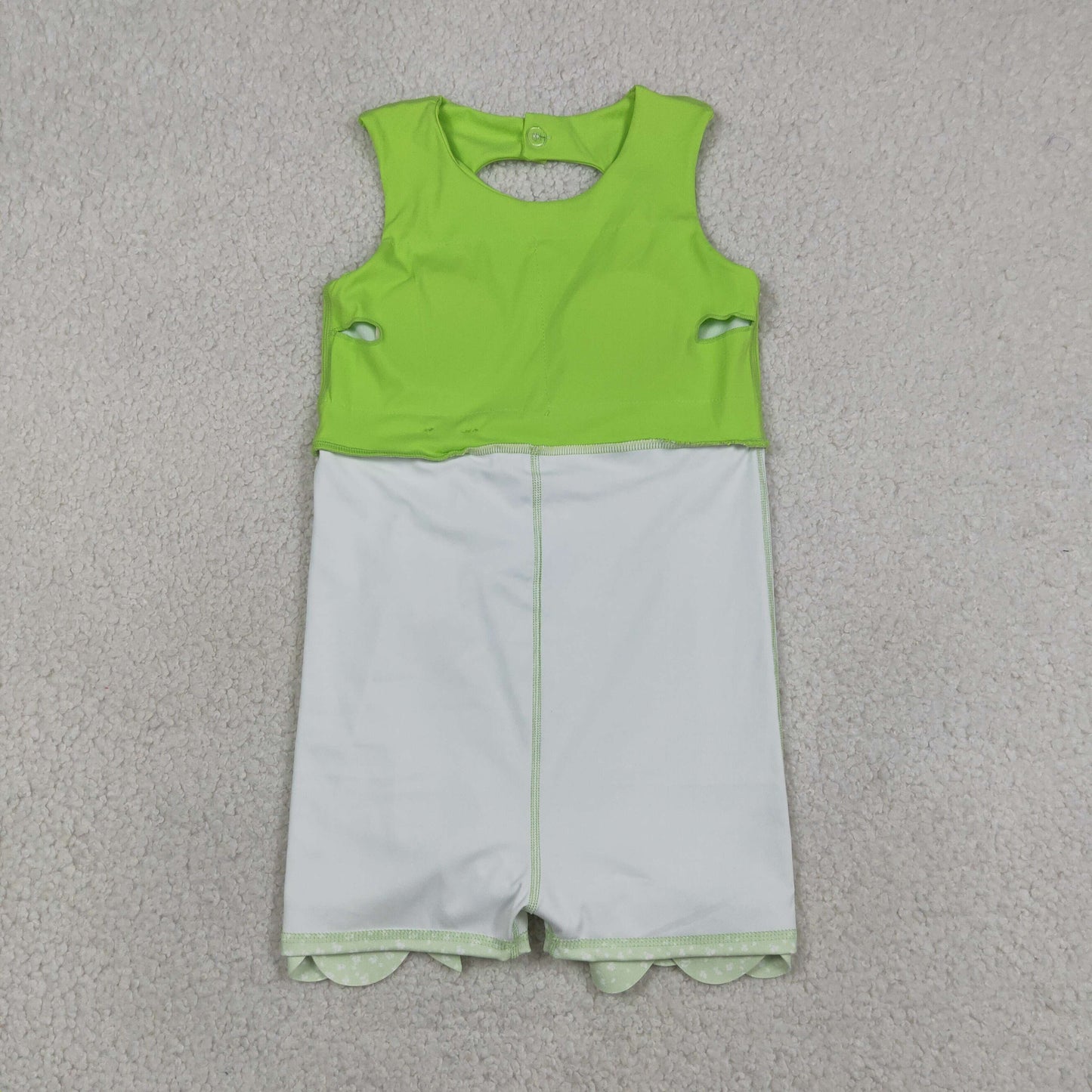 GSD3316 RTS NO MOQ （In stock ）Sleeveless bow lime green scallop girls athletic dress