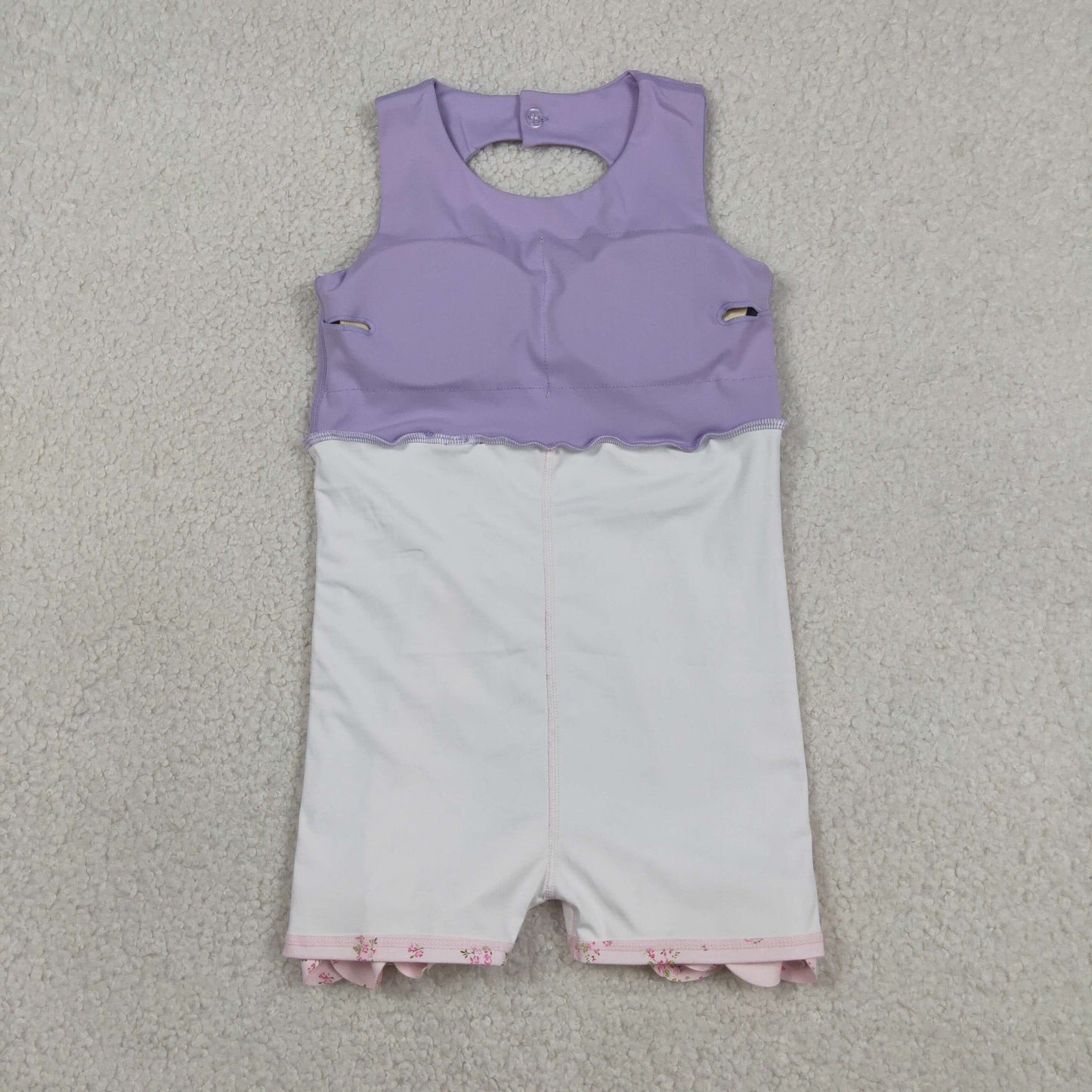 GSD3317 RTS NO MOQ （In stock ）Sleeveless bow lavender scallop girls athletic dress