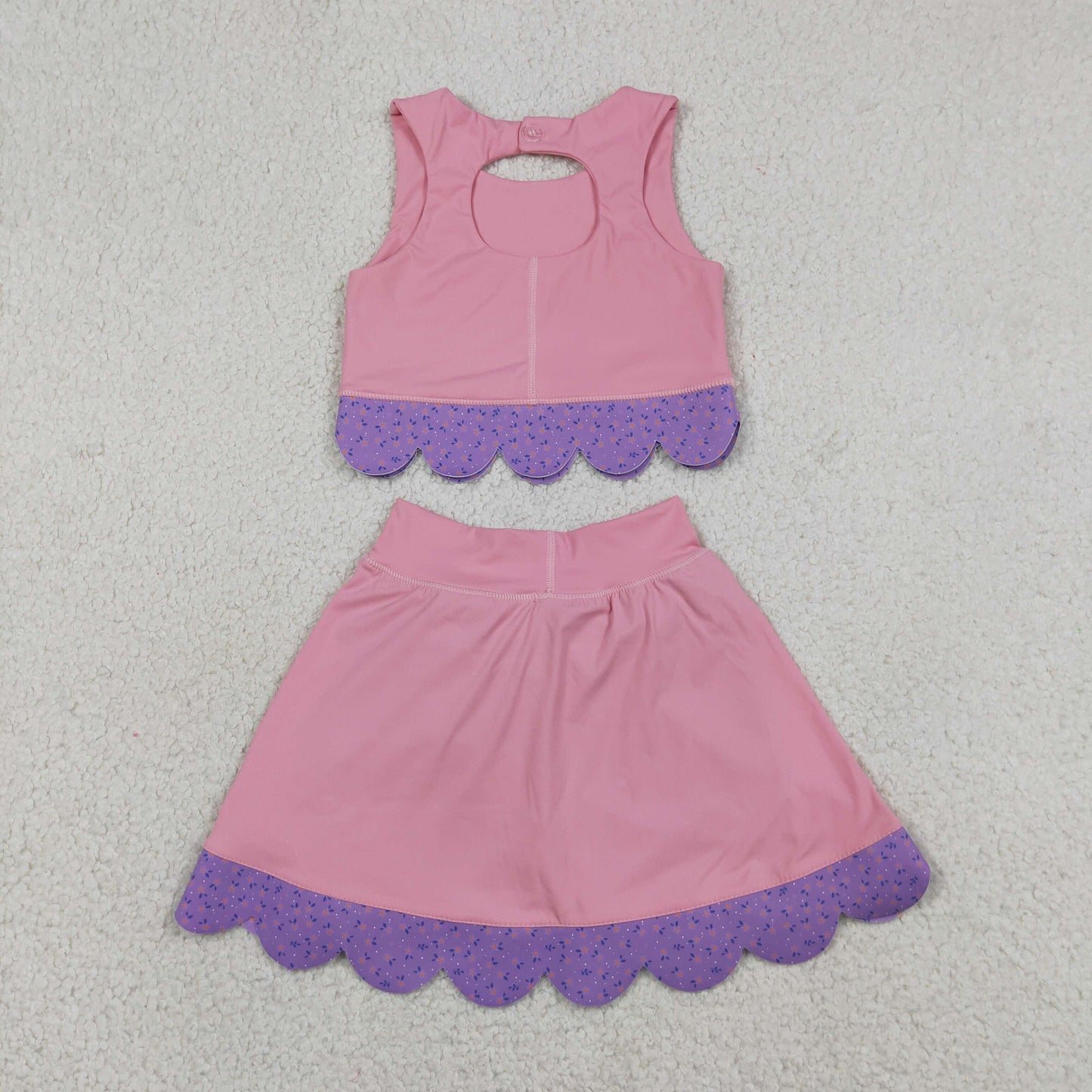 GSD3319 RTS NO MOQ （In stock）Sleeveless crop top bow skirt girls activewear set