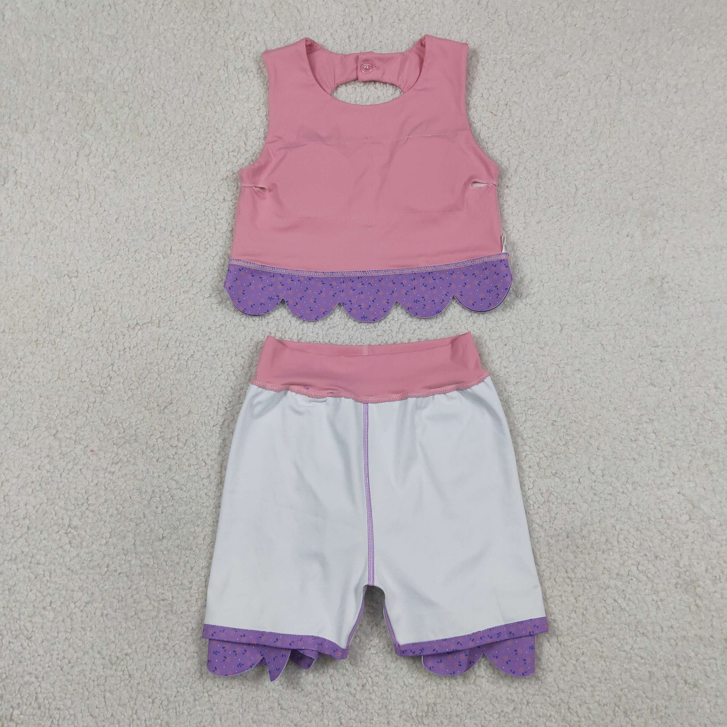 GSD3319 RTS NO MOQ （In stock）Sleeveless crop top bow skirt girls activewear set