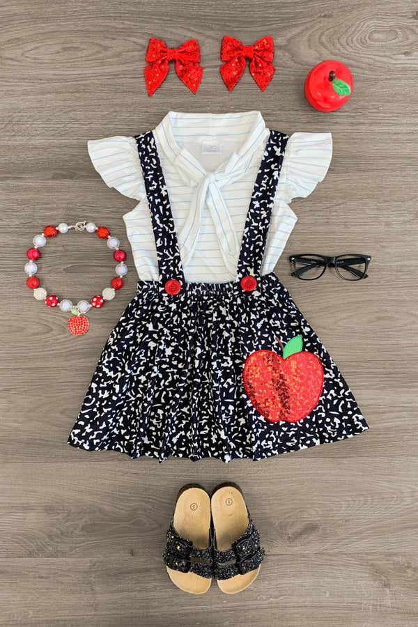 12.17 GSD3435 Pre order No Moq Baby Girls Stripe Shirts Skirt Dress Back to School 2 Piece Clothes Sets