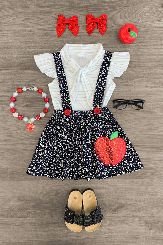 12.17 GSD3435 Pre order No Moq Baby Girls Stripe Shirts Skirt Dress Back to School 2 Piece Clothes Sets