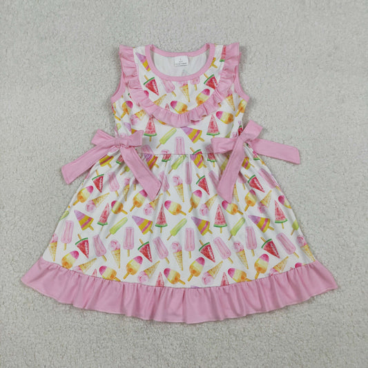 1.15 RTS NO MOQ （In stock）GSD3470 Baby Girls Colorful Popsicle Ice Creams Ruffle Knee length Dresses