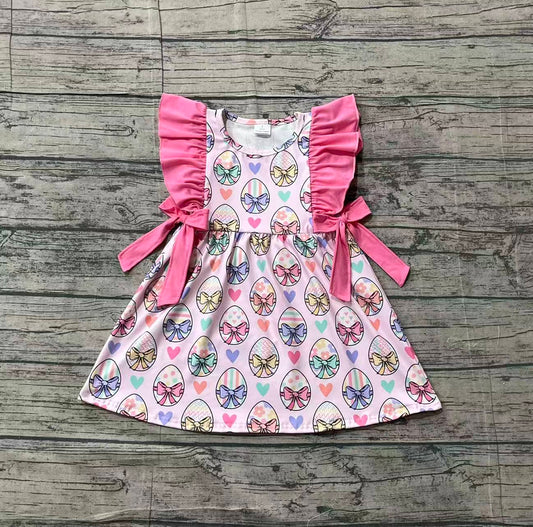 1.26 GSD3537 Sample No Moq Baby Girls Sleeveless Colorful Hearts Eggs Easter Bows Knee Length Dresses