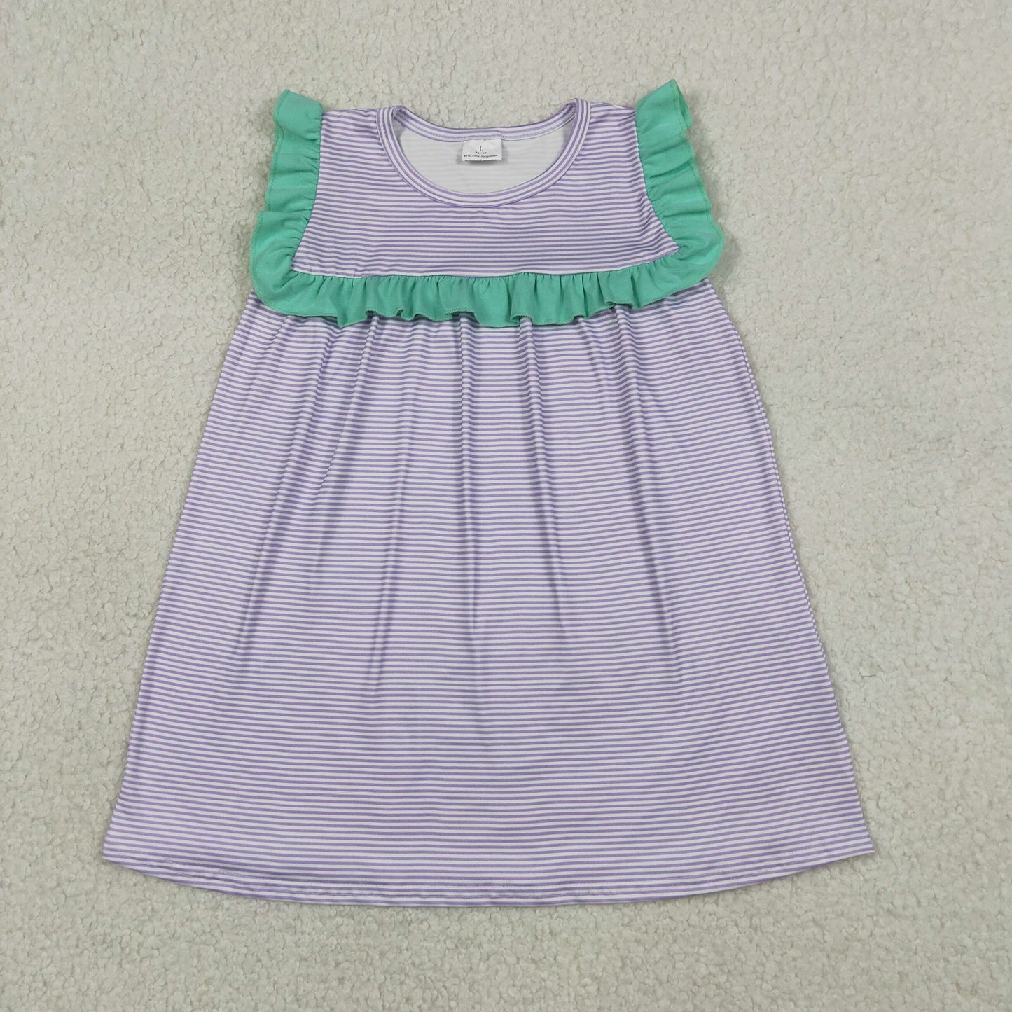 4.13 RTS Sibling Sleeveless ruffle stripe baby girls summer dresses and romper