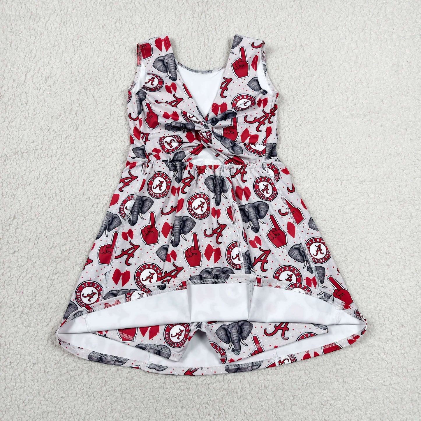 GSD3582 RTS NO MOQ （In stock）Baby Girls Elephants Team Yoga Active Shorts Knee Length Dresses