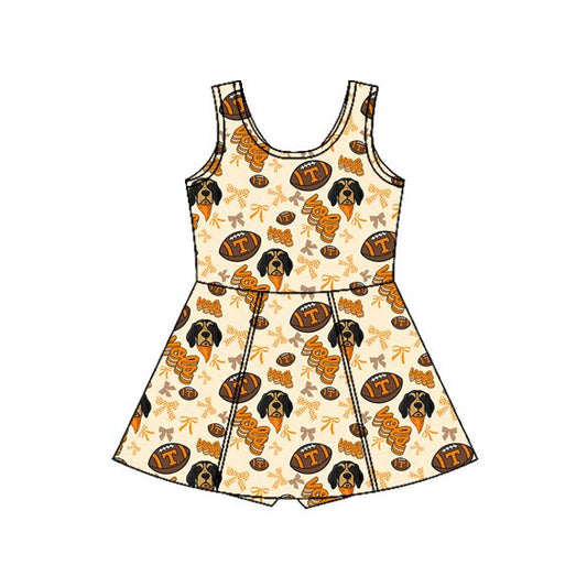 1.9 GSD3583 Pre order No Moq Yoga fabric Baby Girls Footballs Dogs T Team Yoga Active Shorts Knee Length Dresses