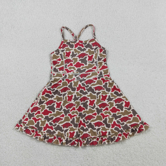 3.28 RTS NO MOQ （In stock）GSD3587 Straps camo hogs kids girls team athletic dress