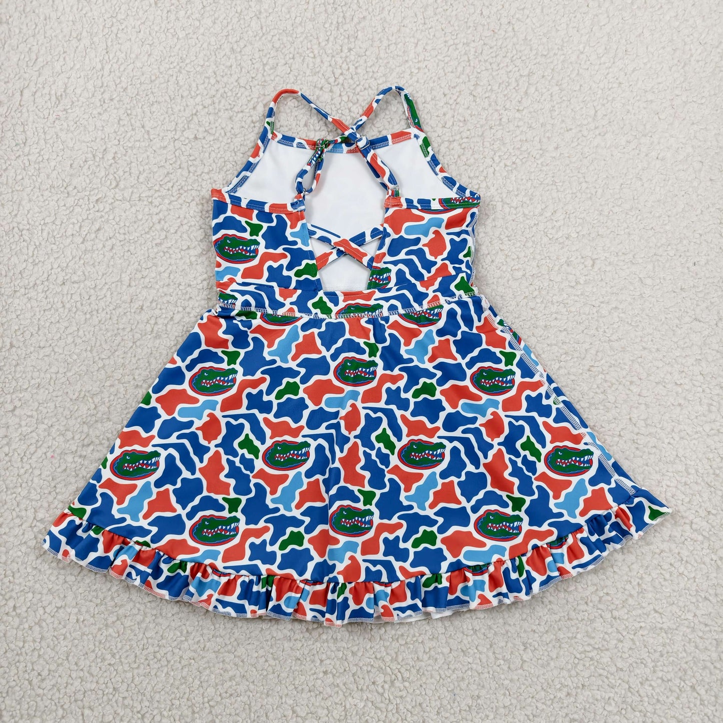 GSD3589 RTS NO MOQ （In stock）Straps camo crocodile kids girls team athletic dress