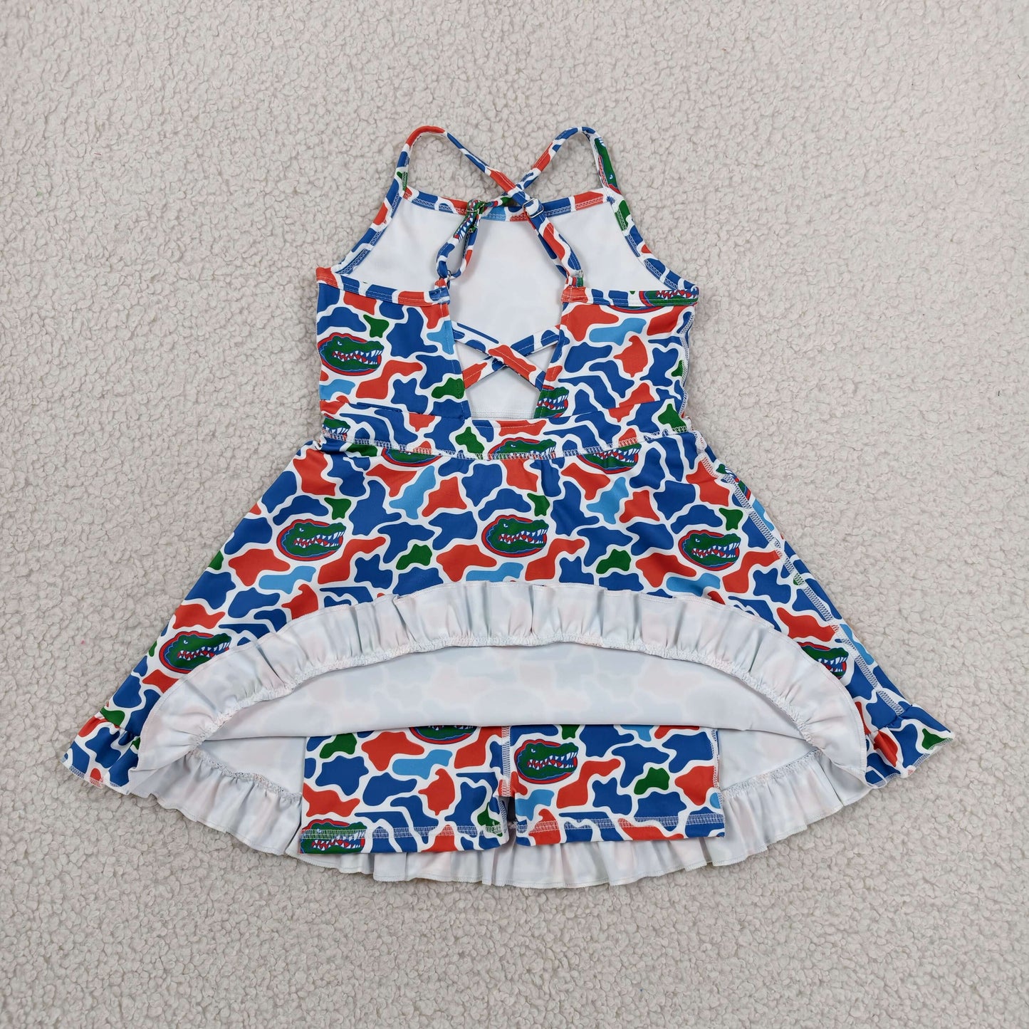 GSD3589 RTS NO MOQ （In stock）Straps camo crocodile kids girls team athletic dress