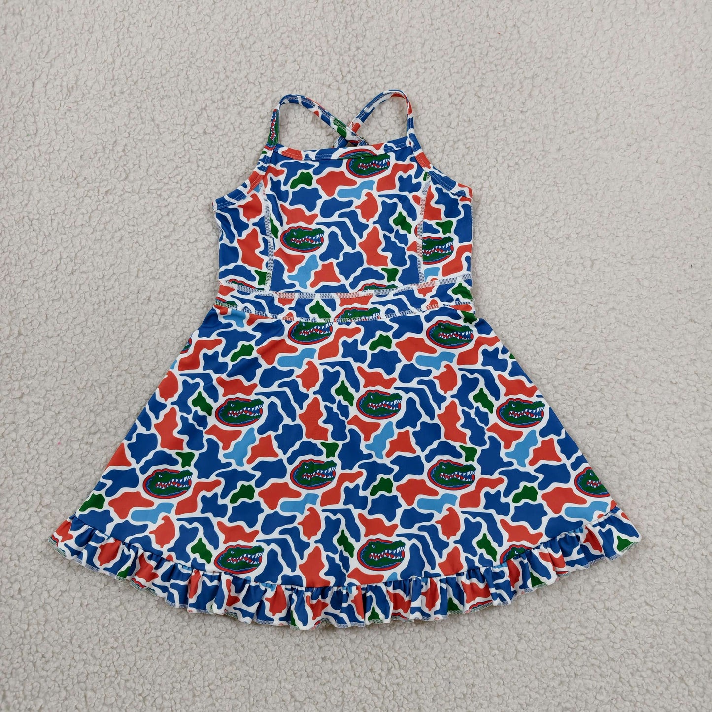 GSD3589 RTS NO MOQ （In stock）Straps camo crocodile kids girls team athletic dress