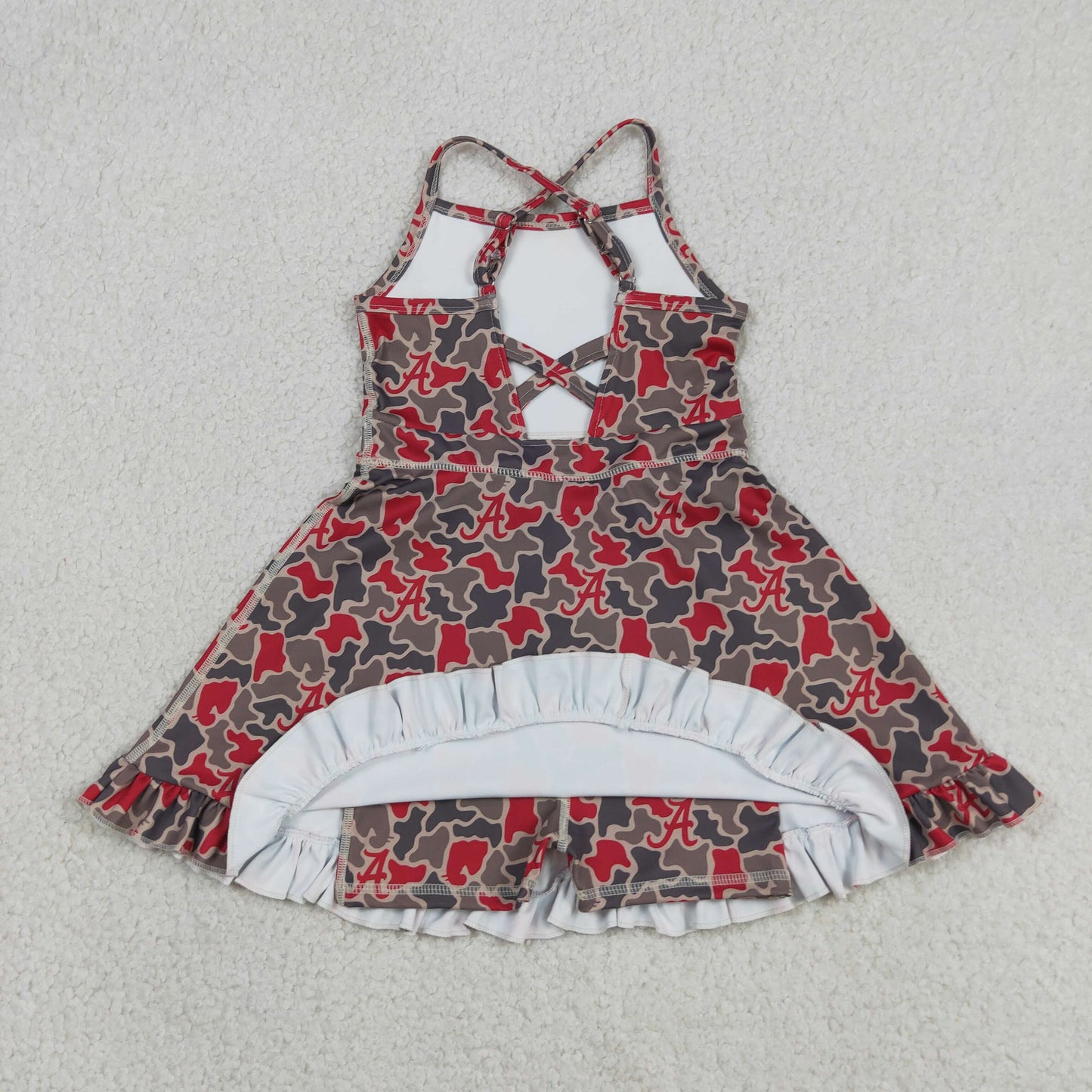 GSD3592 RTS NO MOQ （In stock ）Sleeveless camo A kids girls team athletic dresses
