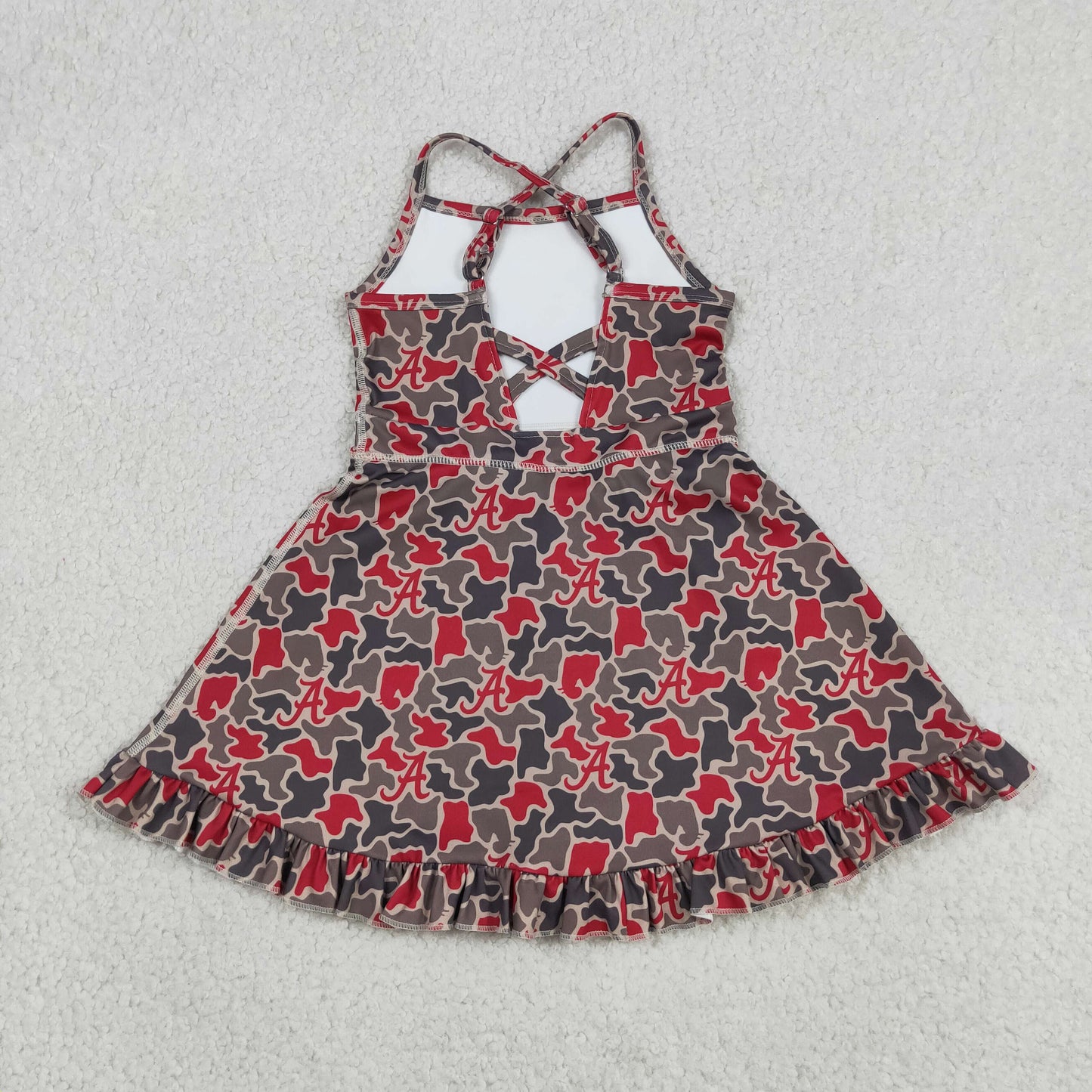 GSD3592 RTS NO MOQ （In stock ）Sleeveless camo A kids girls team athletic dresses