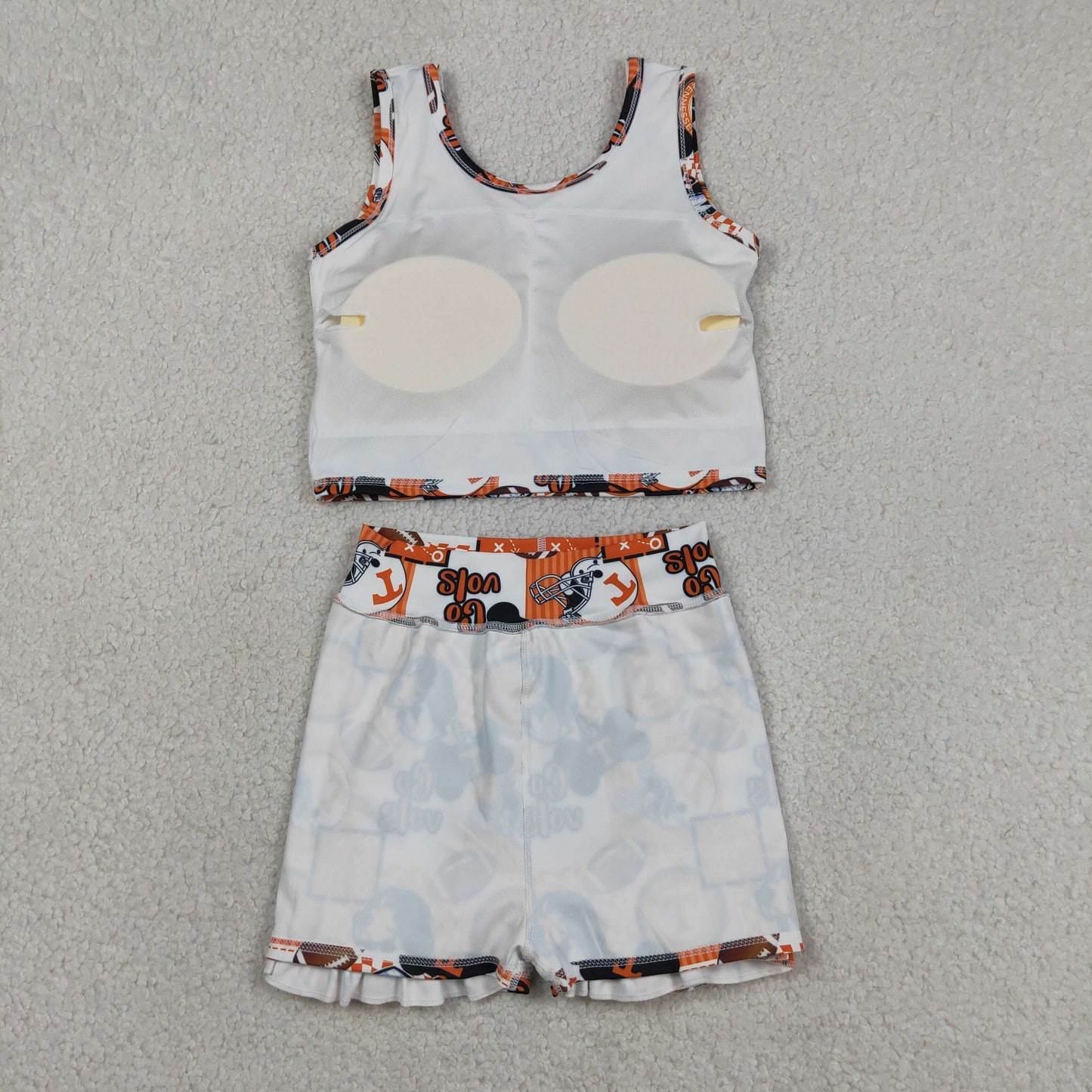 GSD3613 RTS NO MOQ （In stock ）Sleeveless T dog football top skirt girls active wear set